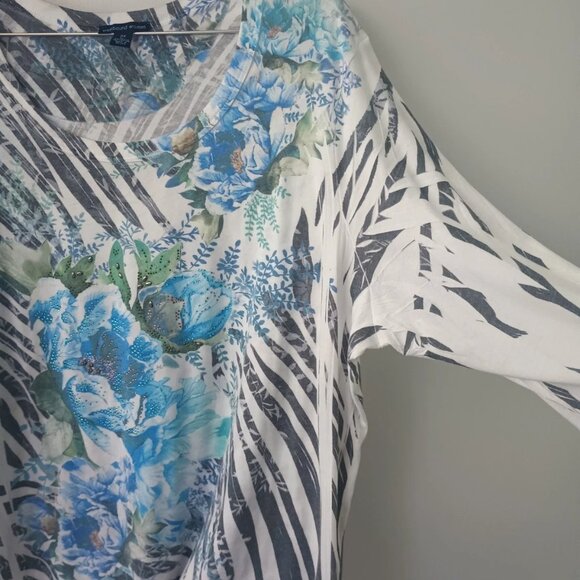 Westbound Woman 2x Plus A-Line Blouse Floral with Embellishments 22/24W - Picture 3 of 8